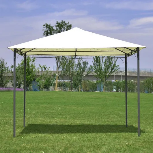 10' x 10' Garden Square Gazebo Canopy Tent Shelter Awning-Beige