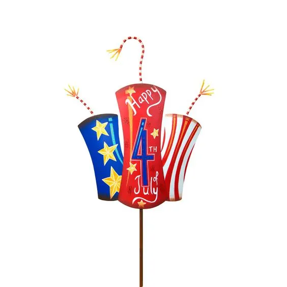 4th of July Firecracker Trio Yard Stake or Door Decor