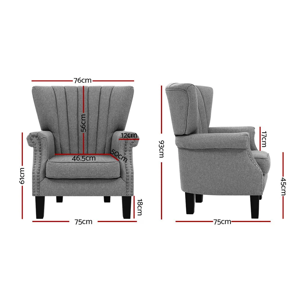 Artiss Upholstered Fabric Armchair Accent Tub Chairs Modern seat Sofa Lounge Grey