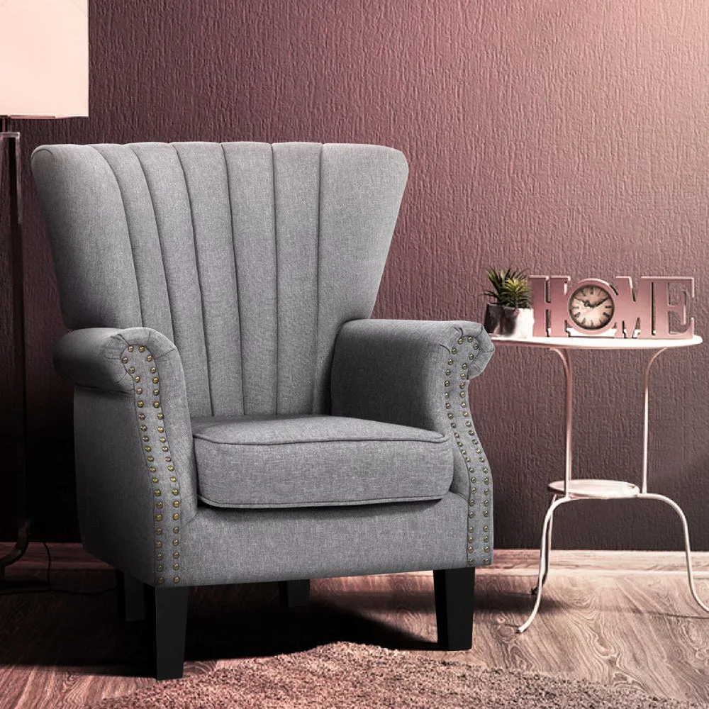 Artiss Upholstered Fabric Armchair Accent Tub Chairs Modern seat Sofa Lounge Grey