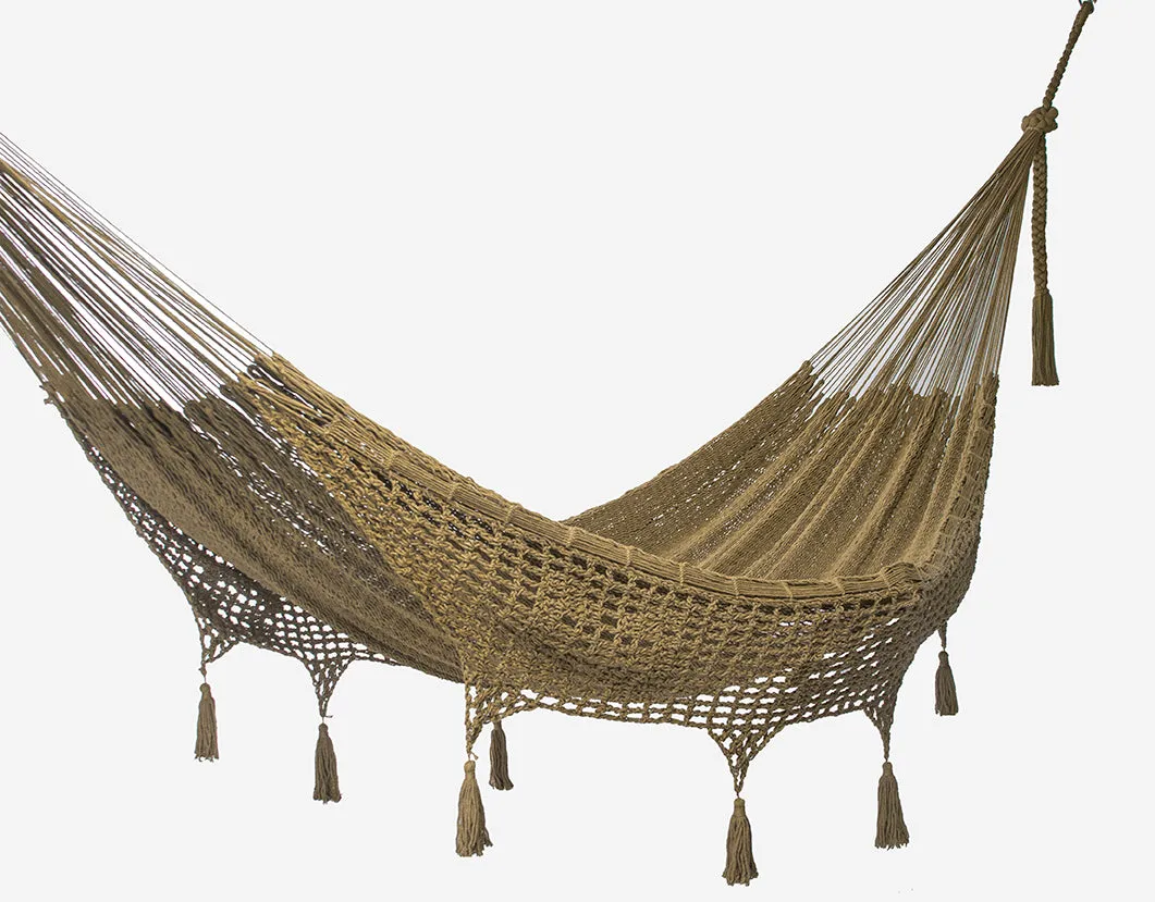 Authentic Mexican Deluxe Outdoor Undercover Cotton Hammock in Cedar