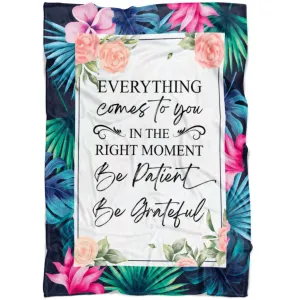 Be Patient Be Grateful Fleece Blanket - Christian Blanket - Bible Verse Blanket