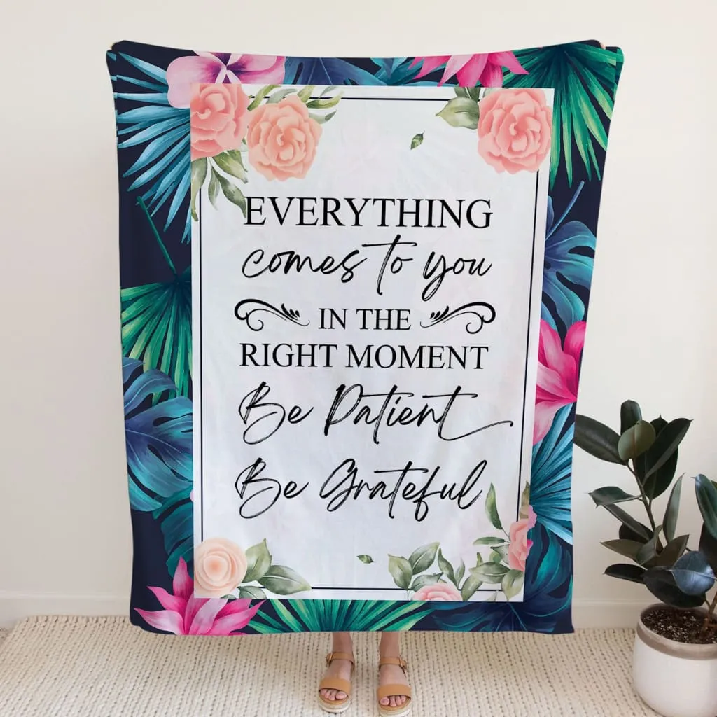 Be Patient Be Grateful Fleece Blanket - Christian Blanket - Bible Verse Blanket