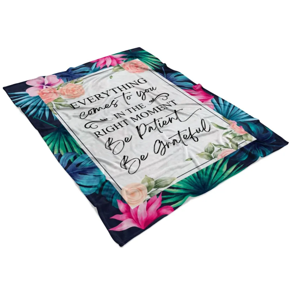 Be Patient Be Grateful Fleece Blanket - Christian Blanket - Bible Verse Blanket