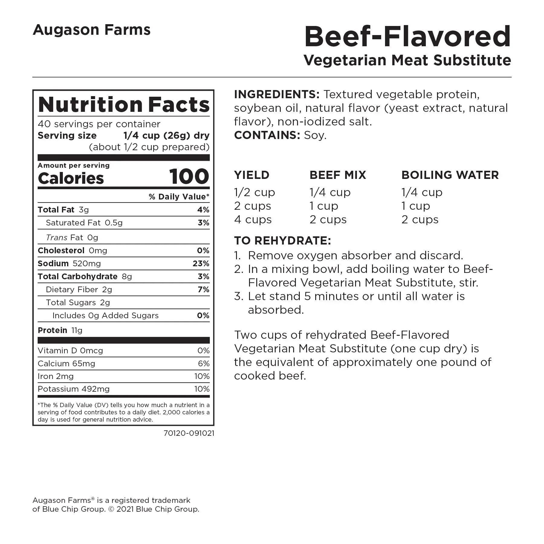 Beef Flavored Vegetarian Meat Substitute