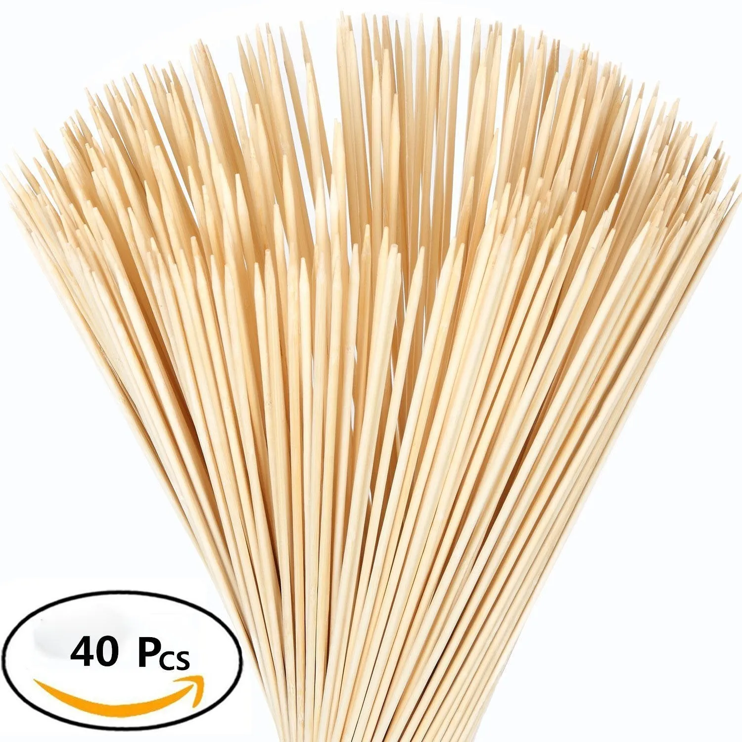 Beyonder Bamboo Marshmallow Roasting Sticks with 30 Inch 5mm Thick Extra Long Heavy Duty Wooden Skewers&#xFF0C; Roaster Barbecue Smores Skewers and Hot Dog Forks for Camping ,Party,Kebab Sausage (40 Pcs)