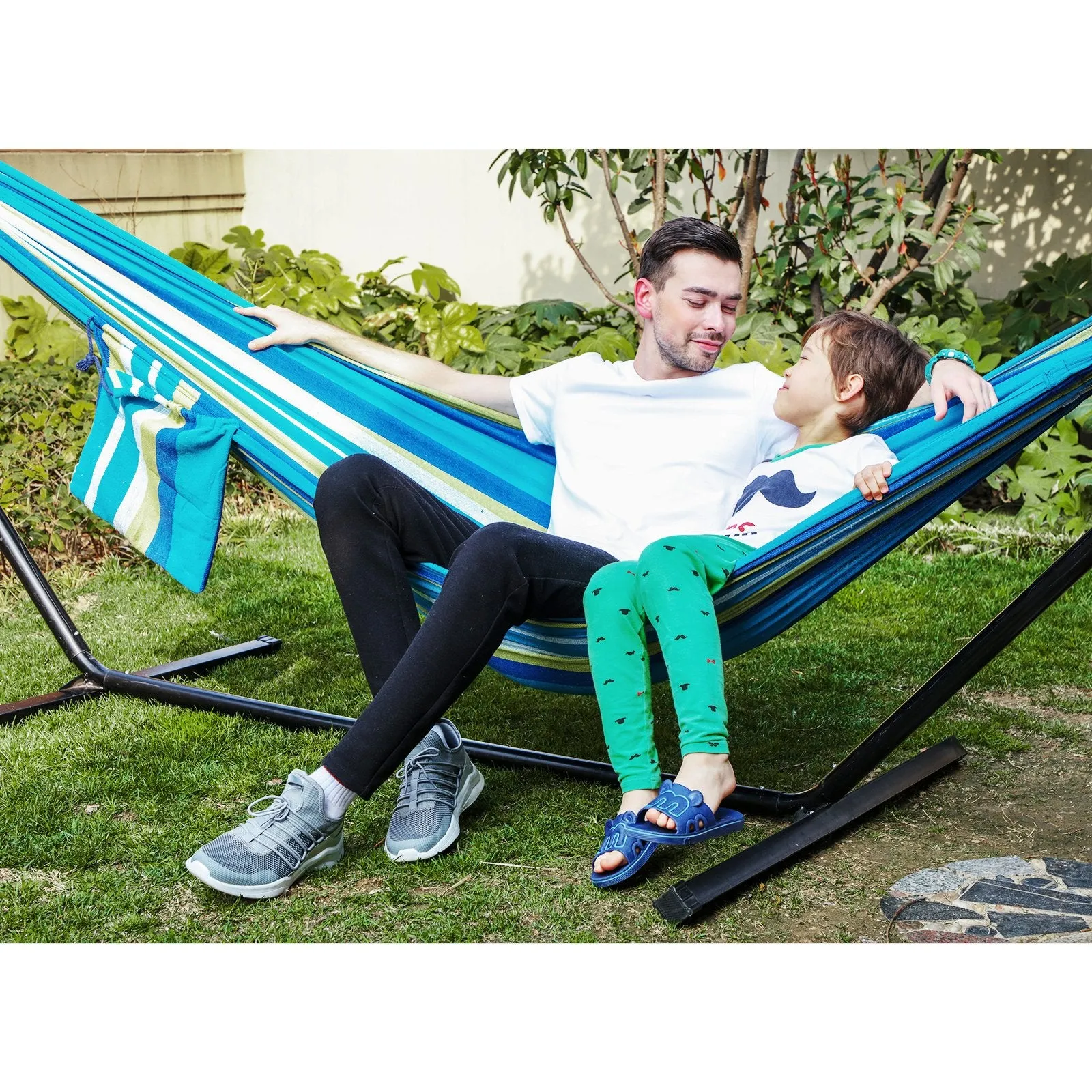 Brazilian Style Double Cotton Hammock Swing Bed - SONGMICS