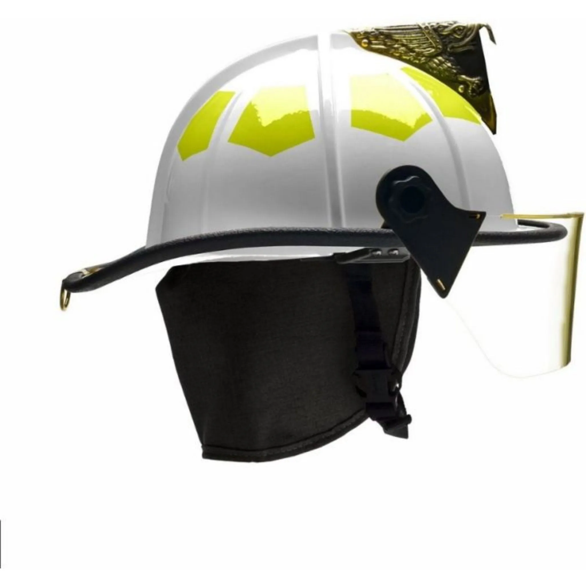 Bullard UL6WH Lightweight Structural Fire Helmet with 4" Polyarylate R334 Faceshield, 6" Brass Eagle, 1 Each