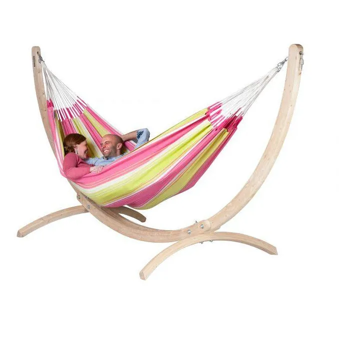 Canoa King Size Hammock Stand, Spruce Wood, Caramel Color, by La Siesta