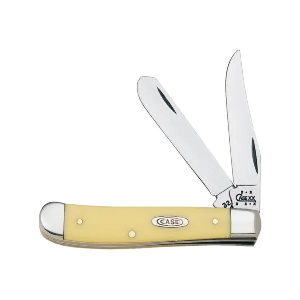 CASE 00029 Folding Pocket Knife, 2.7 in Clip, 2-3/4 in Spey L Blade, Vanadium Steel Blade, 2-Blade, Yellow Handle