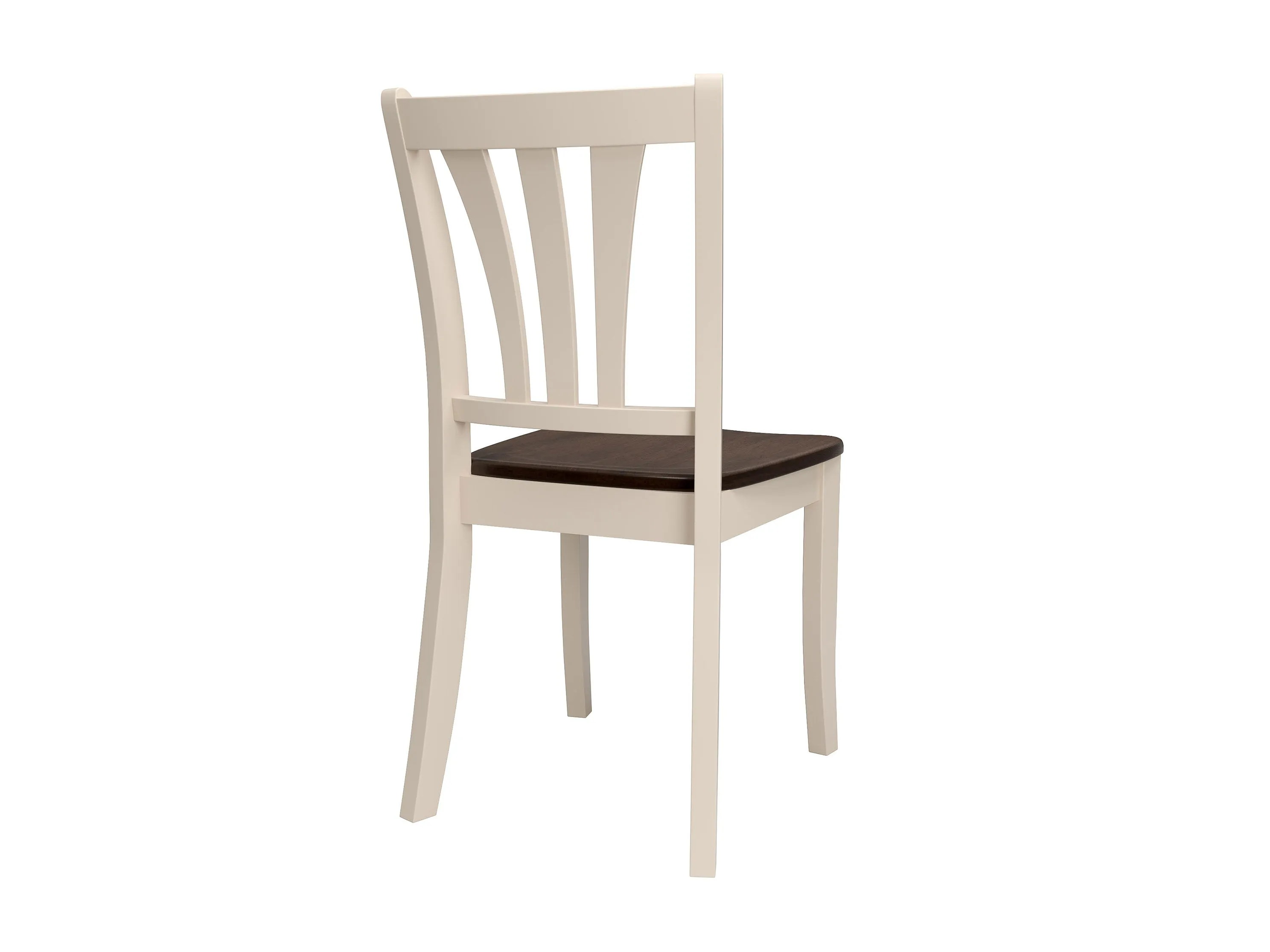 Dark Brown and Cream Solid Wood Dining Chairs, Set of 2