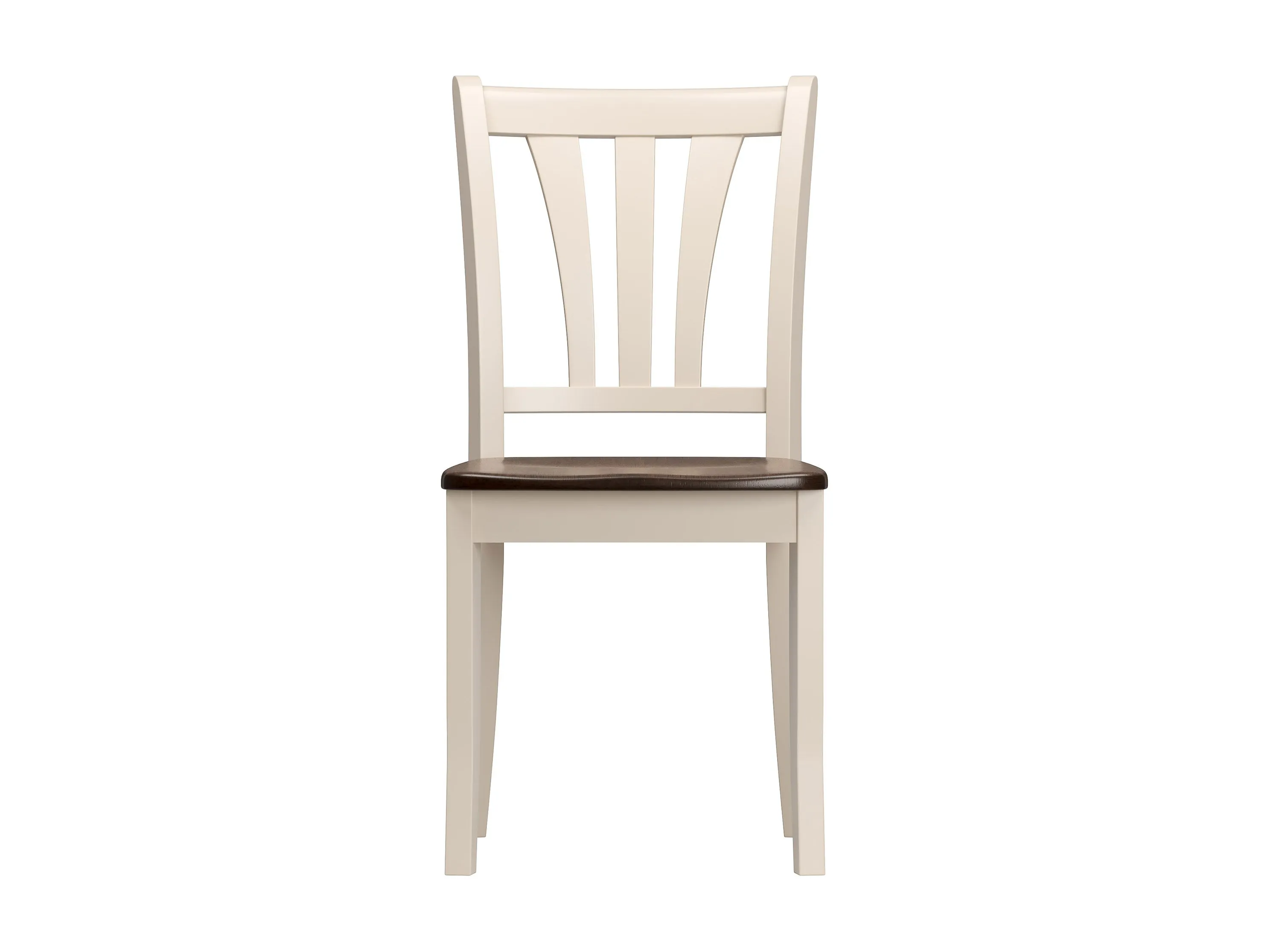 Dark Brown and Cream Solid Wood Dining Chairs, Set of 2