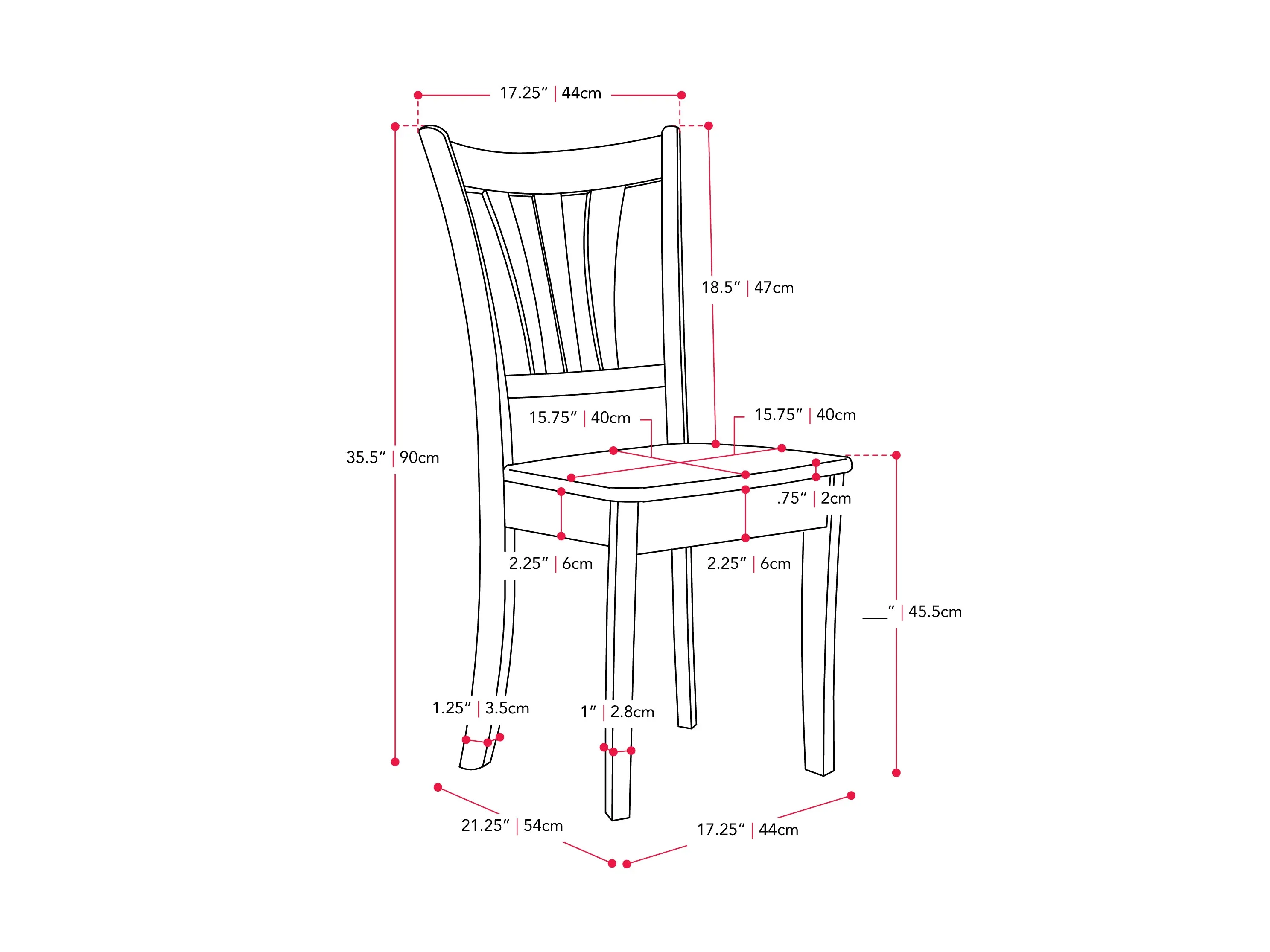 Dark Brown and Cream Solid Wood Dining Chairs, Set of 2