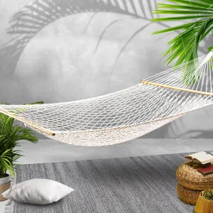 Firm 2-Person Cotton Rope Hammock with Wooden Bars - Gardeon