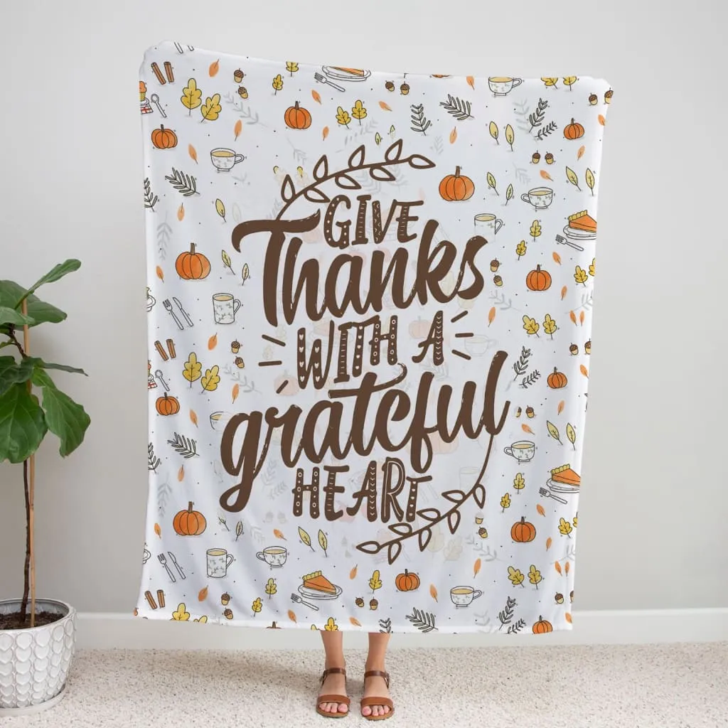 Give Thanks With A Grateful Heart 2 Fleece Blanket - Christian Blanket - Bible Verse Blanket