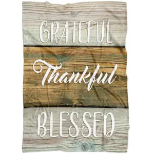 Grateful Thankful Blessed Fleece Blanket - Christian Blanket - Bible Verse Blanket