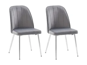 Grey Velvet Dining Room Chairs, Set of 2