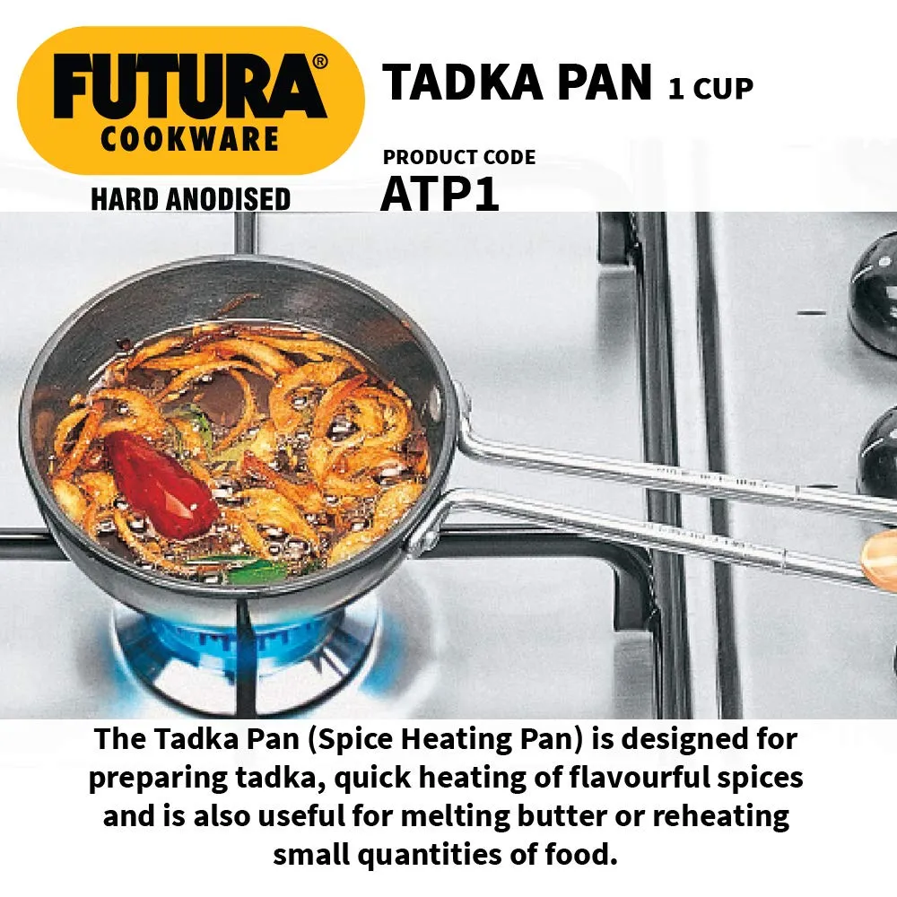 Hawkins Futura 1 Cup Tadka Pan, Hard Anodised Spice Heating Pan, 240 ml Pan, Black (ATP1), Aluminium