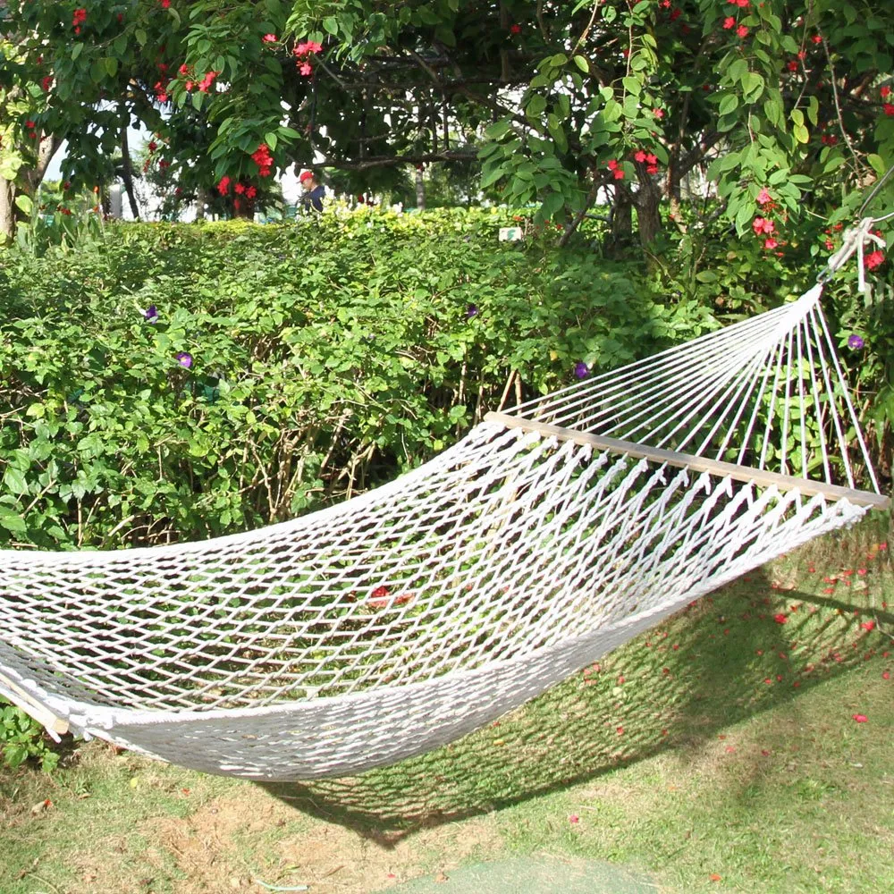 Indoor & Outdoor Double Cotton Rope Hammock - EmpireCovers