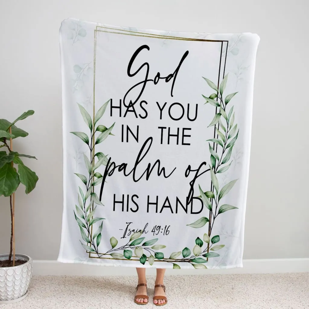 Isaiah 4916 God Has You In The Palm Of His Hand Flower Fleece Blanket - Christian Blanket - Bible Verse Blanket