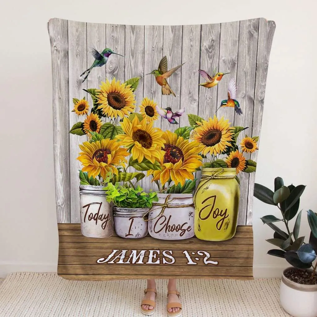 James 12 Today I Choose Joy Fleece Blanket - Christian Blanket - Bible Verse Blanket