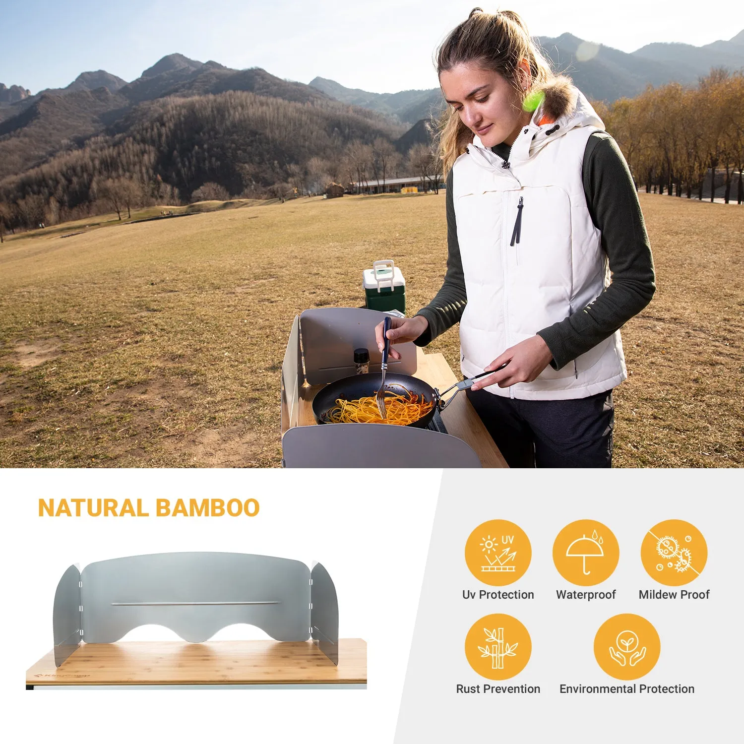 KingCamp Folding Portable Bamboo Cooking Table