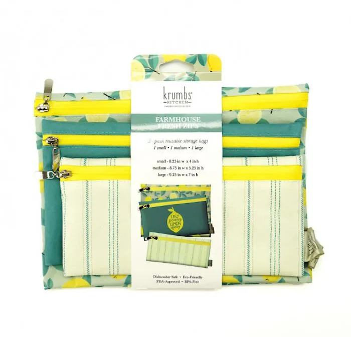 Krumbs Kitchen Farmhouse Fresh Zip Bags 3pk, Assorted