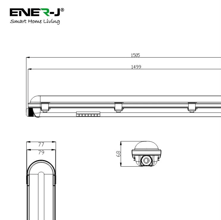 LED Non Corrosive IP65 Batten Fitting Light with Emergency Back Up for up to 3 hours, 150cms 50W 6000K, 6000 Lumens Ultra Bright