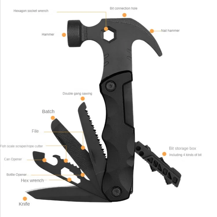 Multifunctional Life-saving Claw Hammer Car Survival Tools Foldable Outdoor Tool Hammer(Gray)