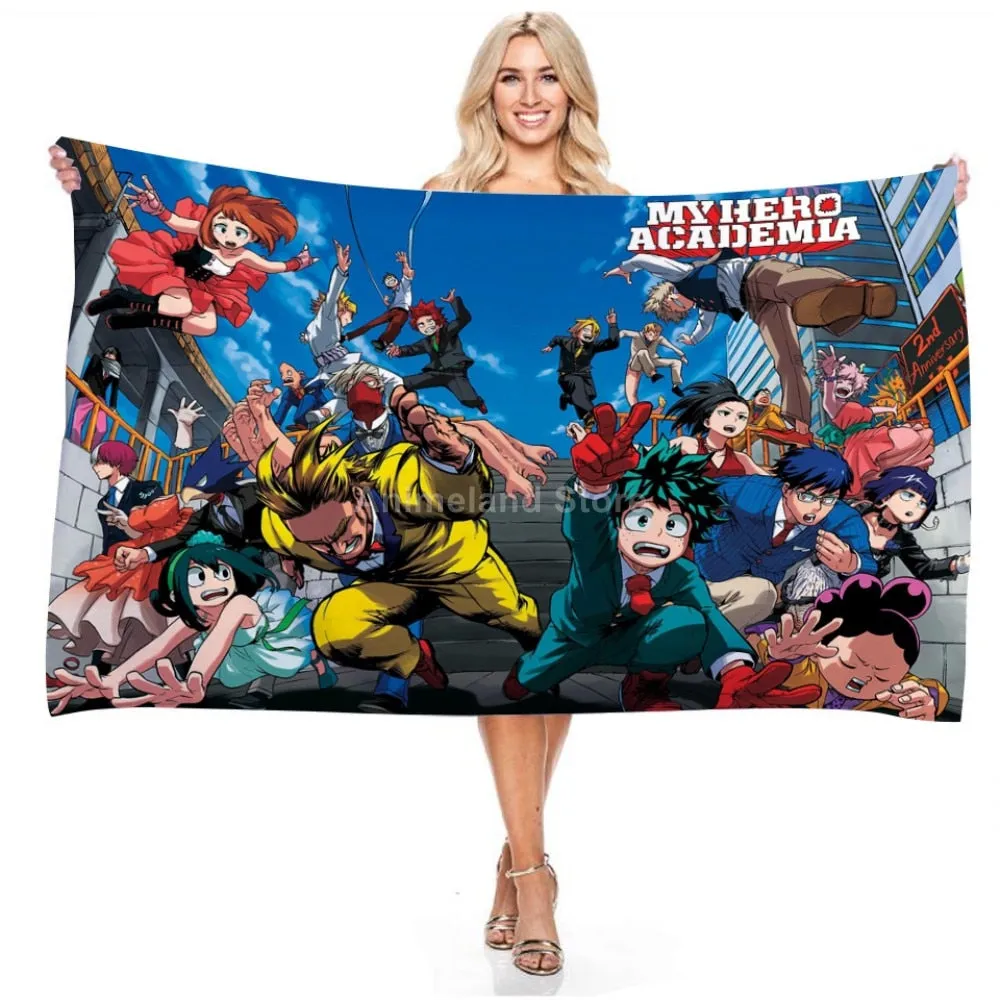 My Hero Academia Beach Towel Anime 3d Delicate Microfiber Bath Towel Outdoor Blanket Living Room Home Decor Swimming Fashion