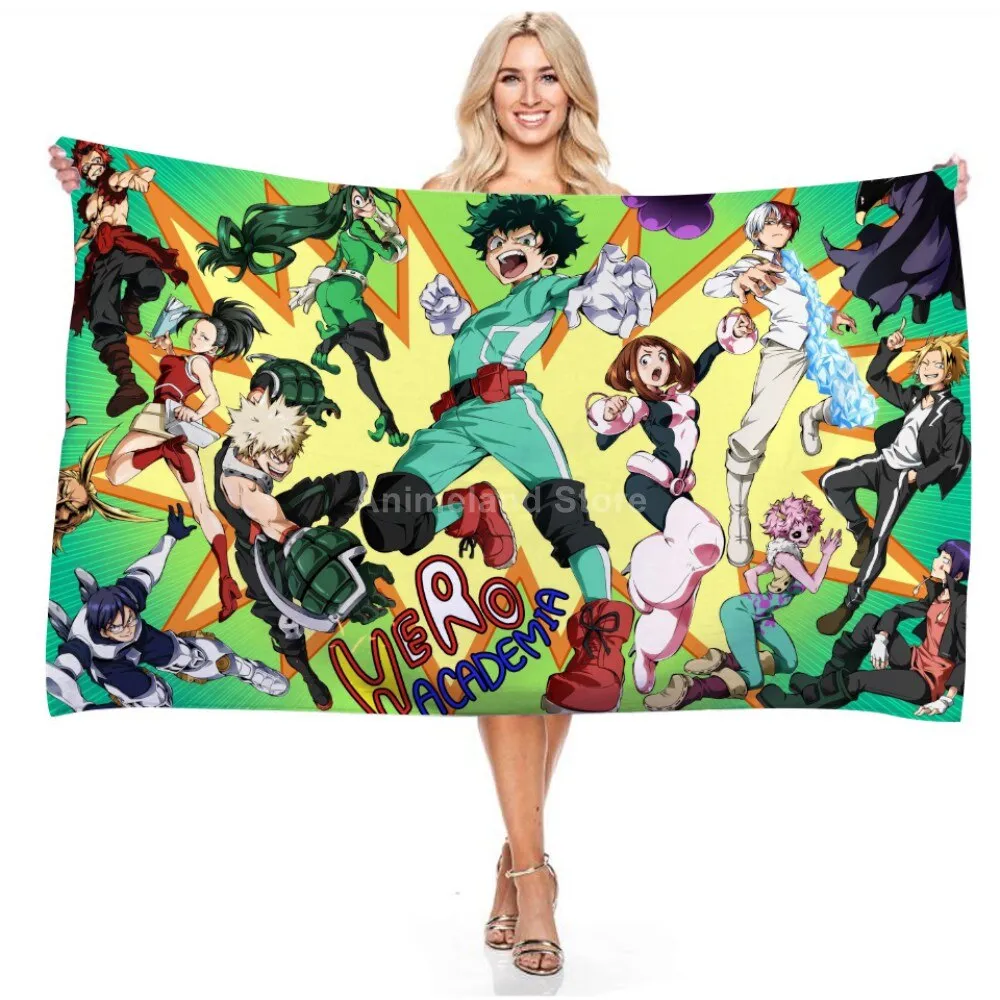 My Hero Academia Beach Towel Anime 3d Delicate Microfiber Bath Towel Outdoor Blanket Living Room Home Decor Swimming Fashion