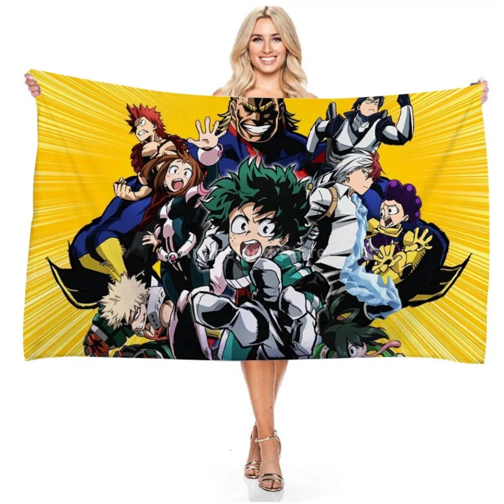 My Hero Academia Beach Towel Anime 3d Delicate Microfiber Bath Towel Outdoor Blanket Living Room Home Decor Swimming Fashion