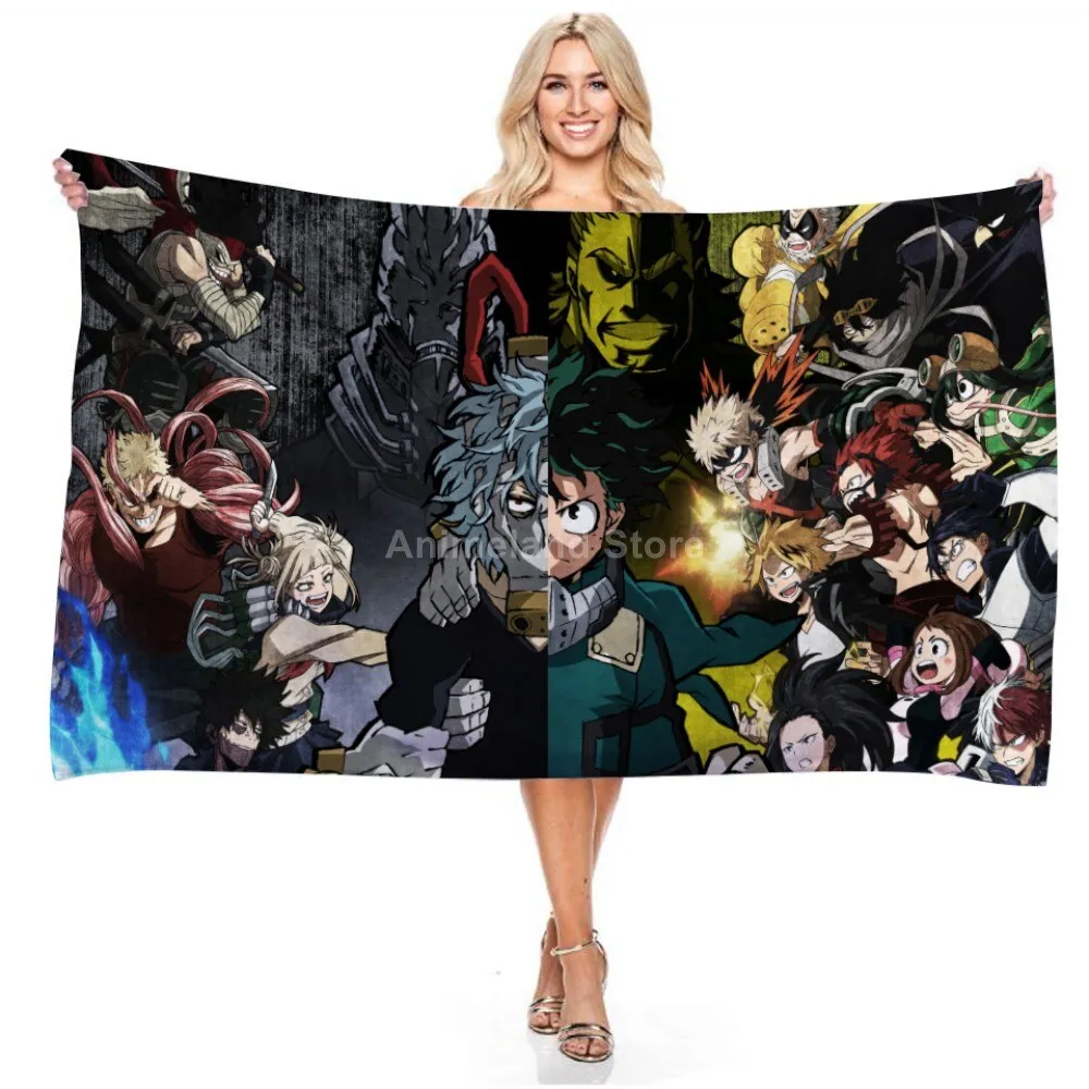 My Hero Academia Beach Towel Anime 3d Delicate Microfiber Bath Towel Outdoor Blanket Living Room Home Decor Swimming Fashion