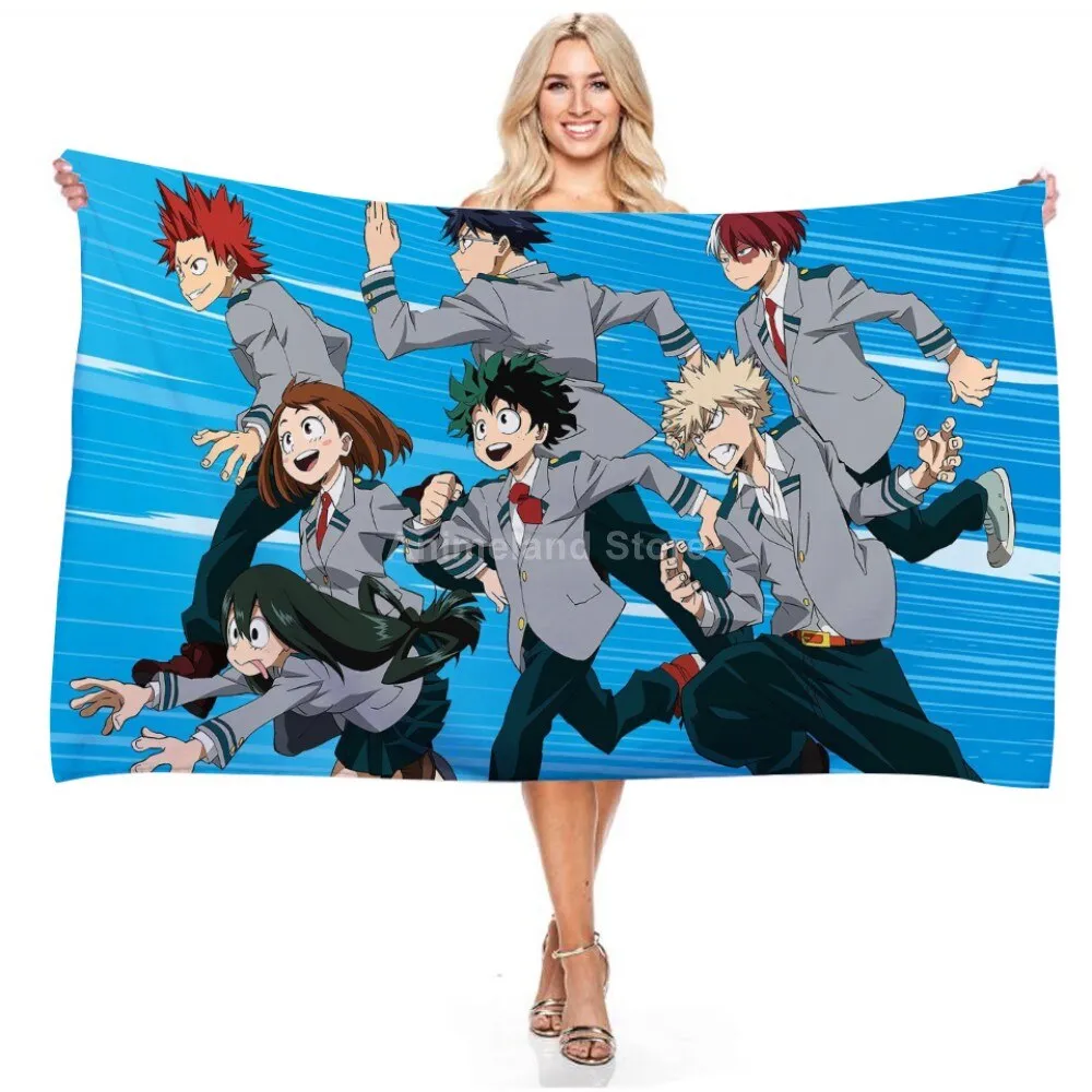 My Hero Academia Beach Towel Anime 3d Delicate Microfiber Bath Towel Outdoor Blanket Living Room Home Decor Swimming Fashion