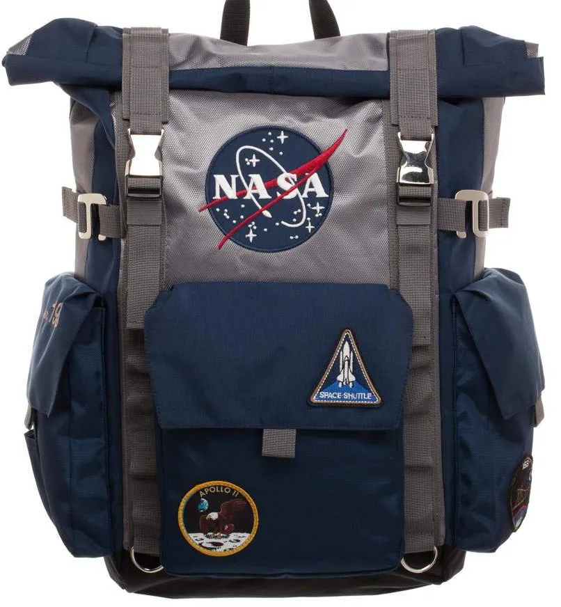 NASA Backpack Meatball Logo Roll Top Built Up Space Laptop Bag