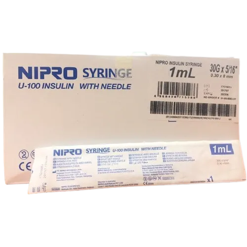 NIPRO Syringe U-100 Insulin with Needle 1ml 100Pcs/Box