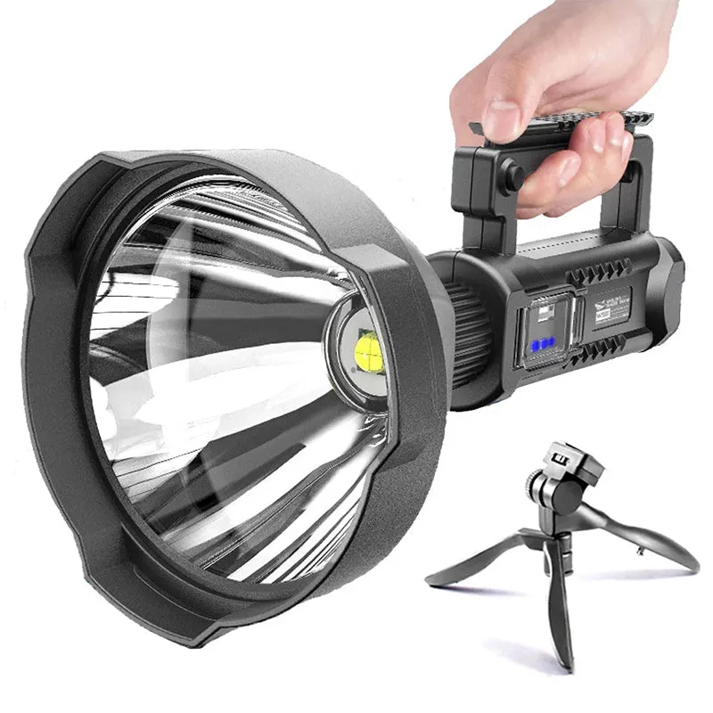 High-Power, Rechargeable Spotlight Flashlight with Sturdy Tripod Stand