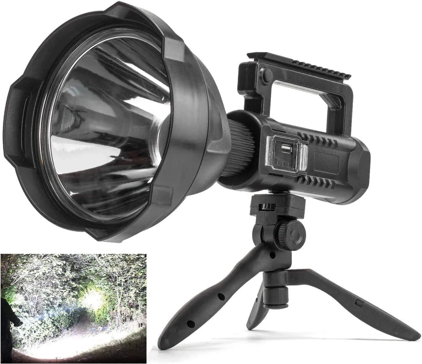 High-Power, Rechargeable Spotlight Flashlight with Sturdy Tripod Stand