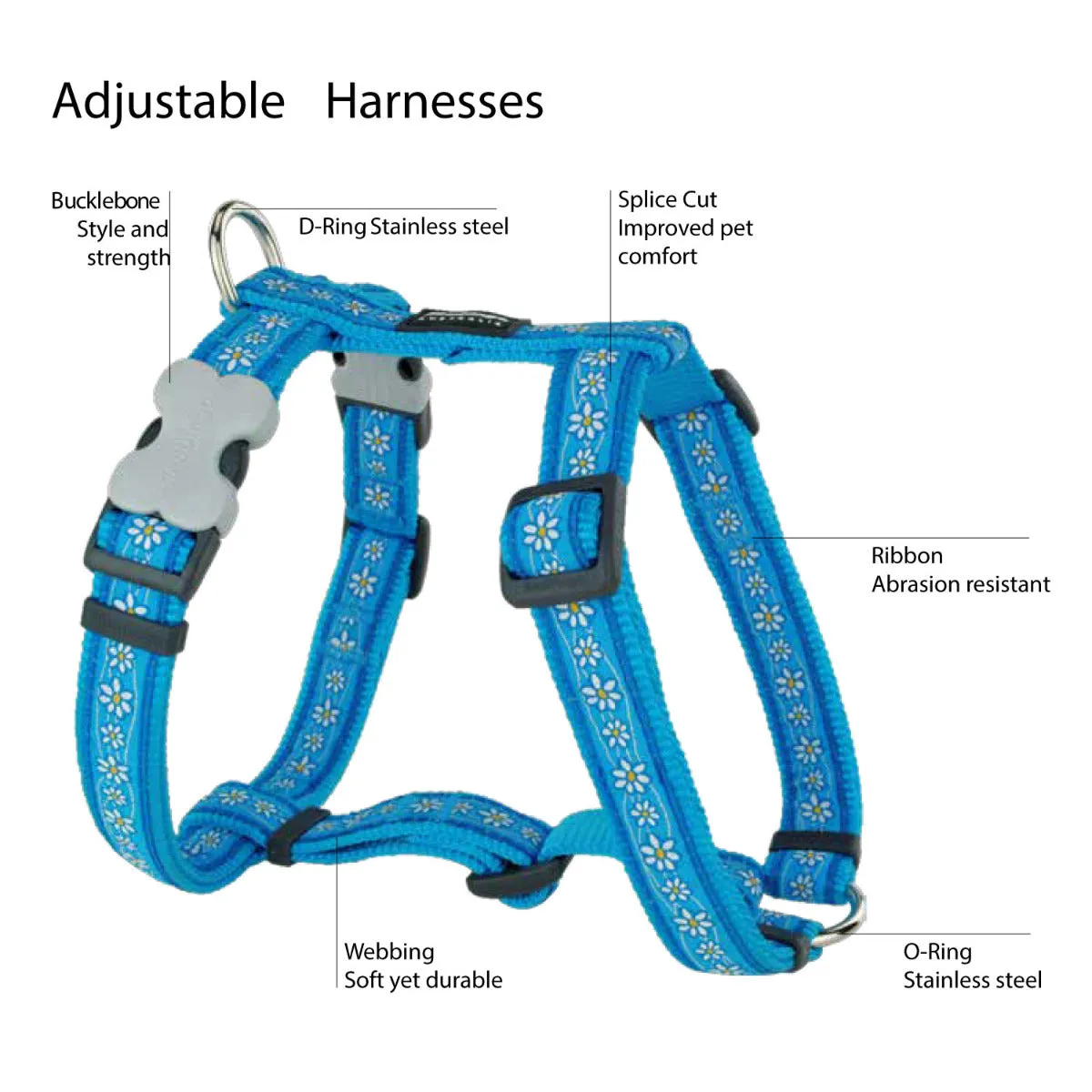 Reflective Bones Red Dog Harness