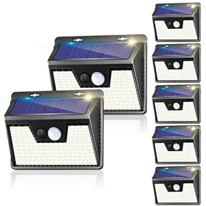 Solar Lights Outdoor 7 Pack, 140LED/3 Modes Motion Sensor, Solar Powered, Wireless IP65 Waterproof Outdoor Wall Lights, Bright for Backyard Garden Fence Patio Front Door