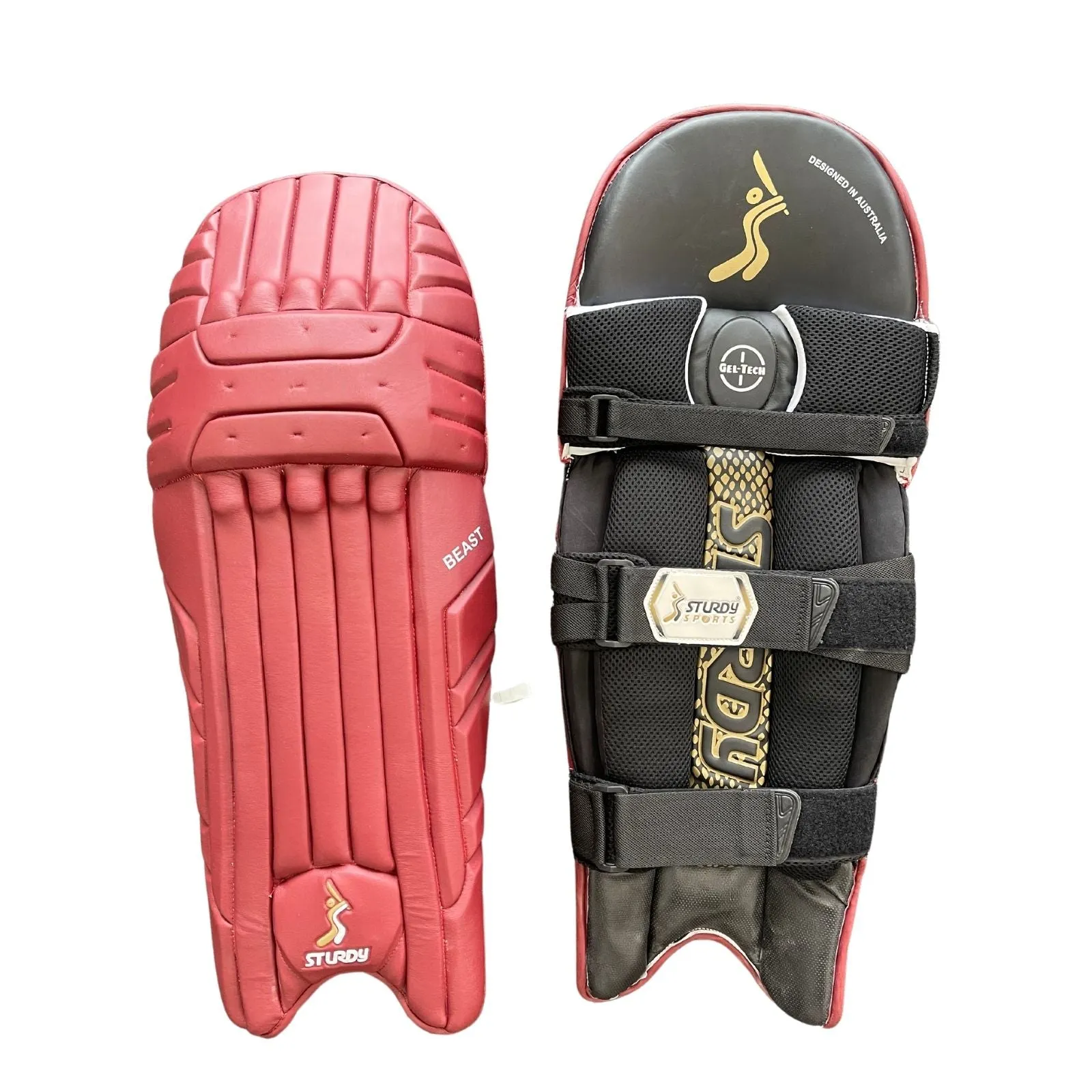 Sturdy Beast Coloured Batting Cricket Pads - Senior Maroon