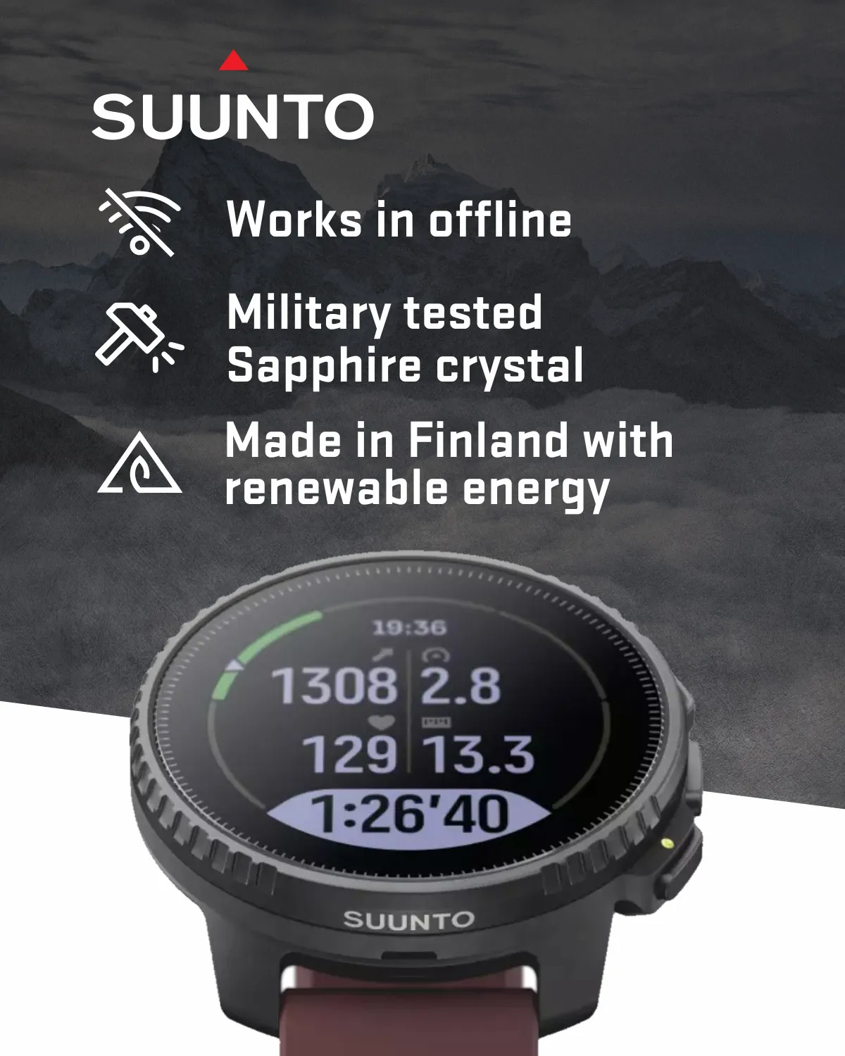 Suunto Vertical Adventure GPS Watch, All Black, Large Screen, Offline Maps with Wearable4U Power Bank SQ Bundle