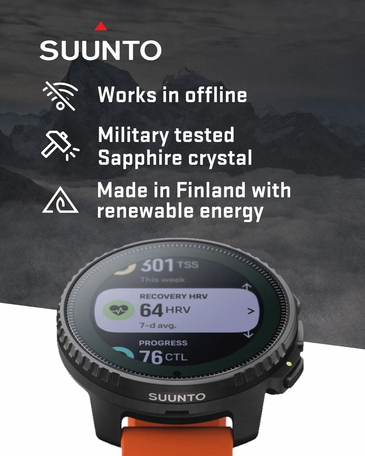 Suunto Vertical Adventure GPS Watch, All Black, Large Screen, Offline Maps with Wearable4U Power Bank SQ Bundle