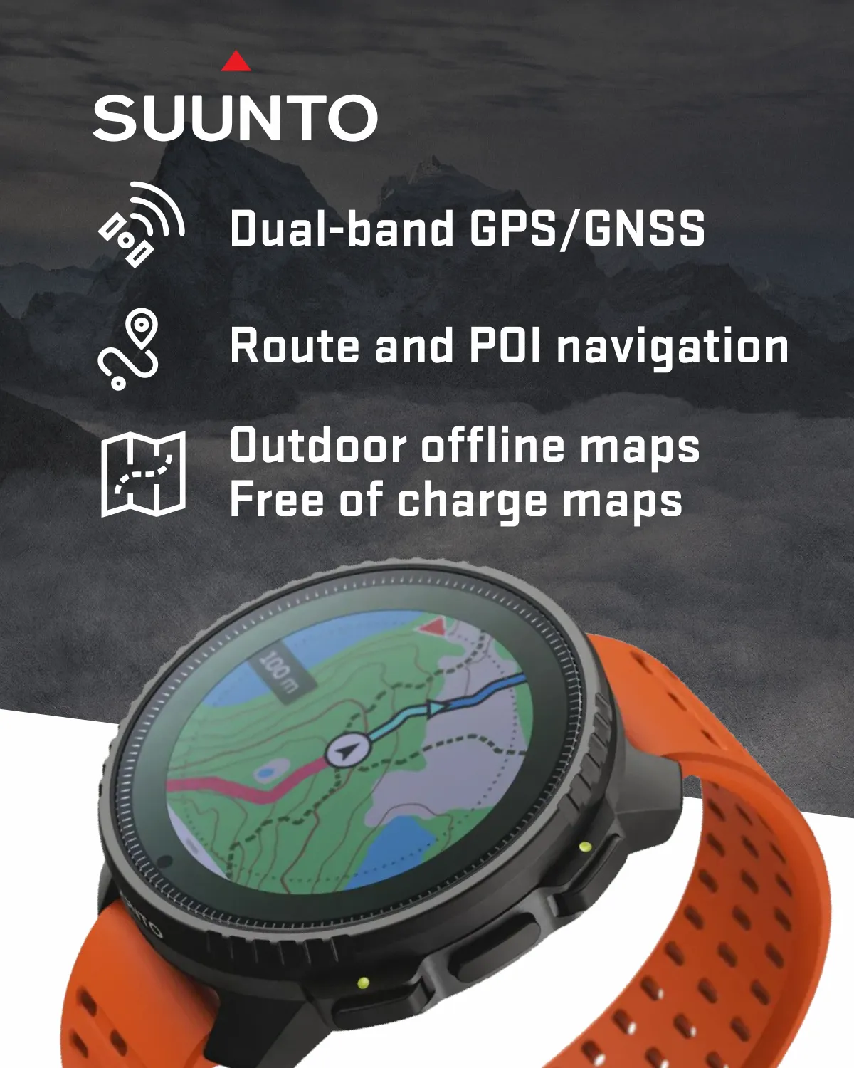 Suunto Vertical Adventure GPS Watch, All Black, Large Screen, Offline Maps with Wearable4U Power Bank SQ Bundle