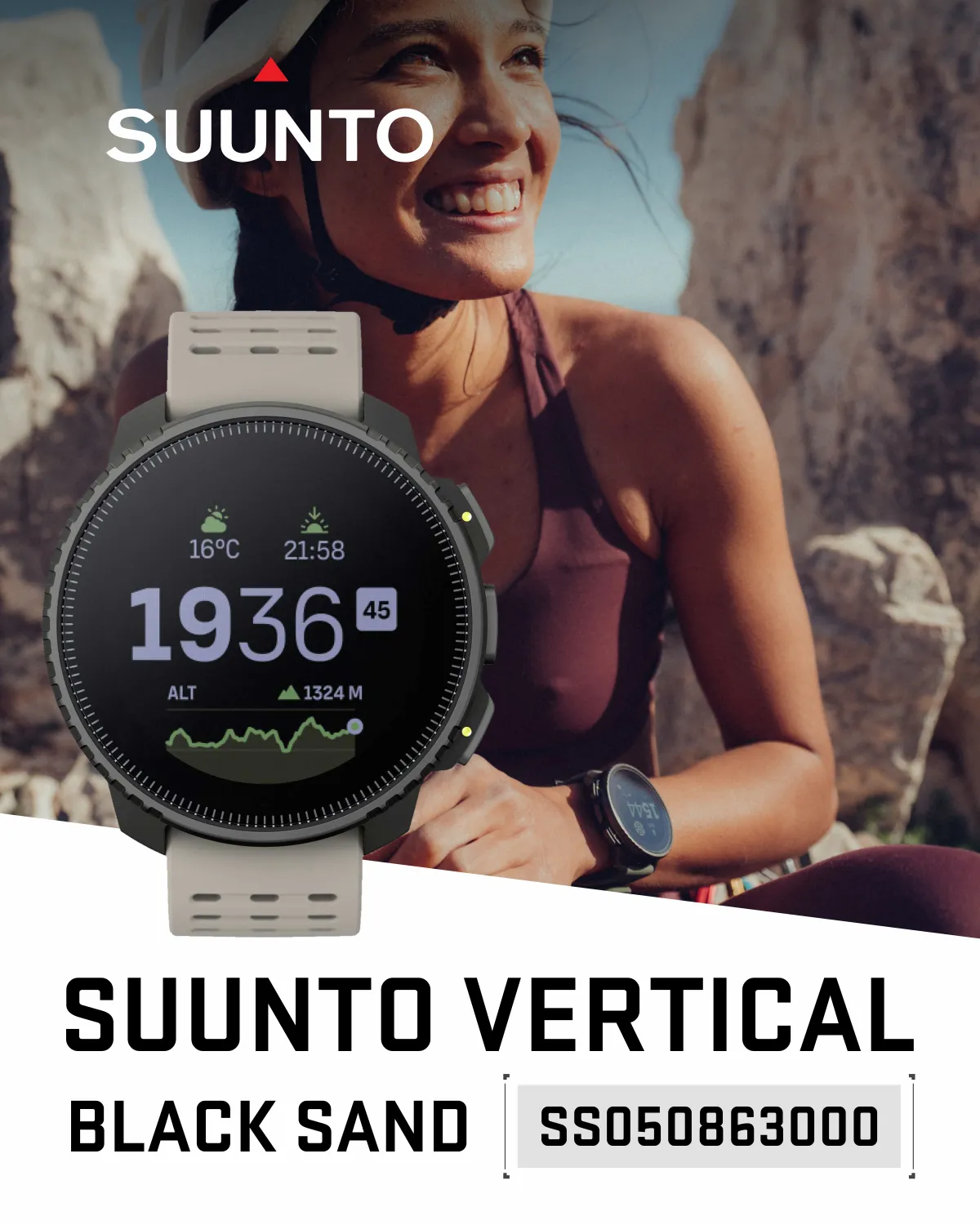 Suunto Vertical Adventure GPS Watch, All Black, Large Screen, Offline Maps with Wearable4U Power Bank SQ Bundle