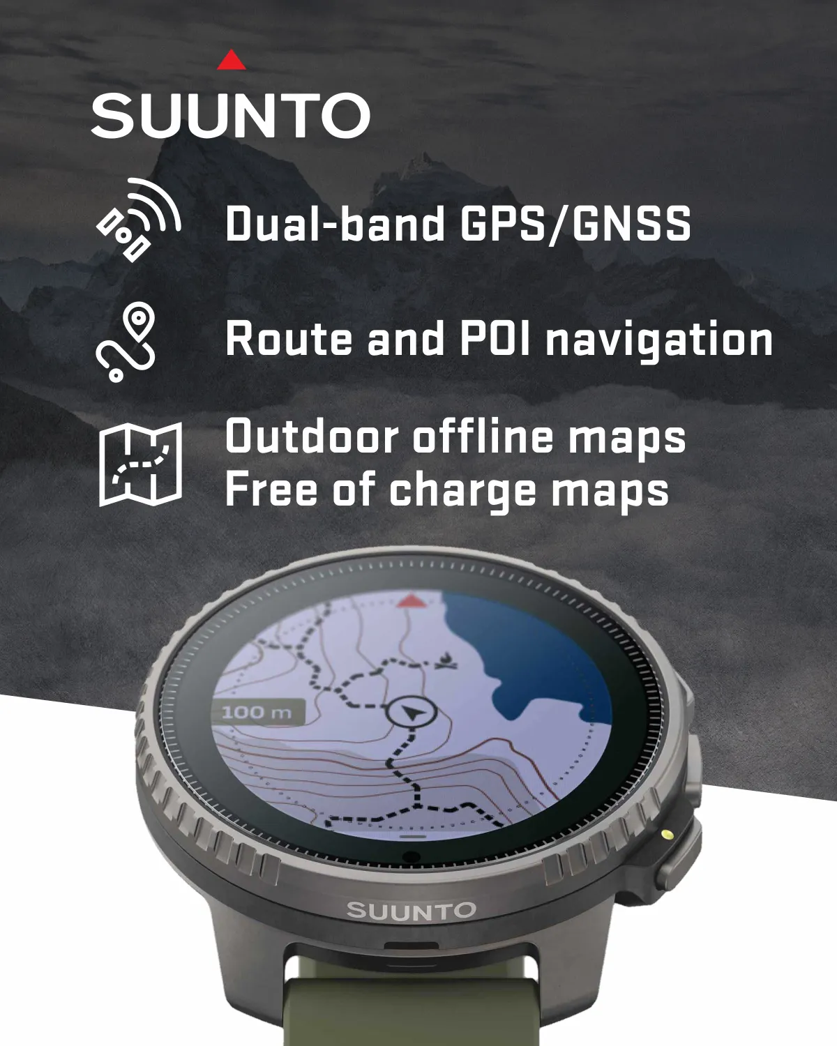 Suunto Vertical Adventure GPS Watch, All Black, Large Screen, Offline Maps with Wearable4U Power Bank SQ Bundle