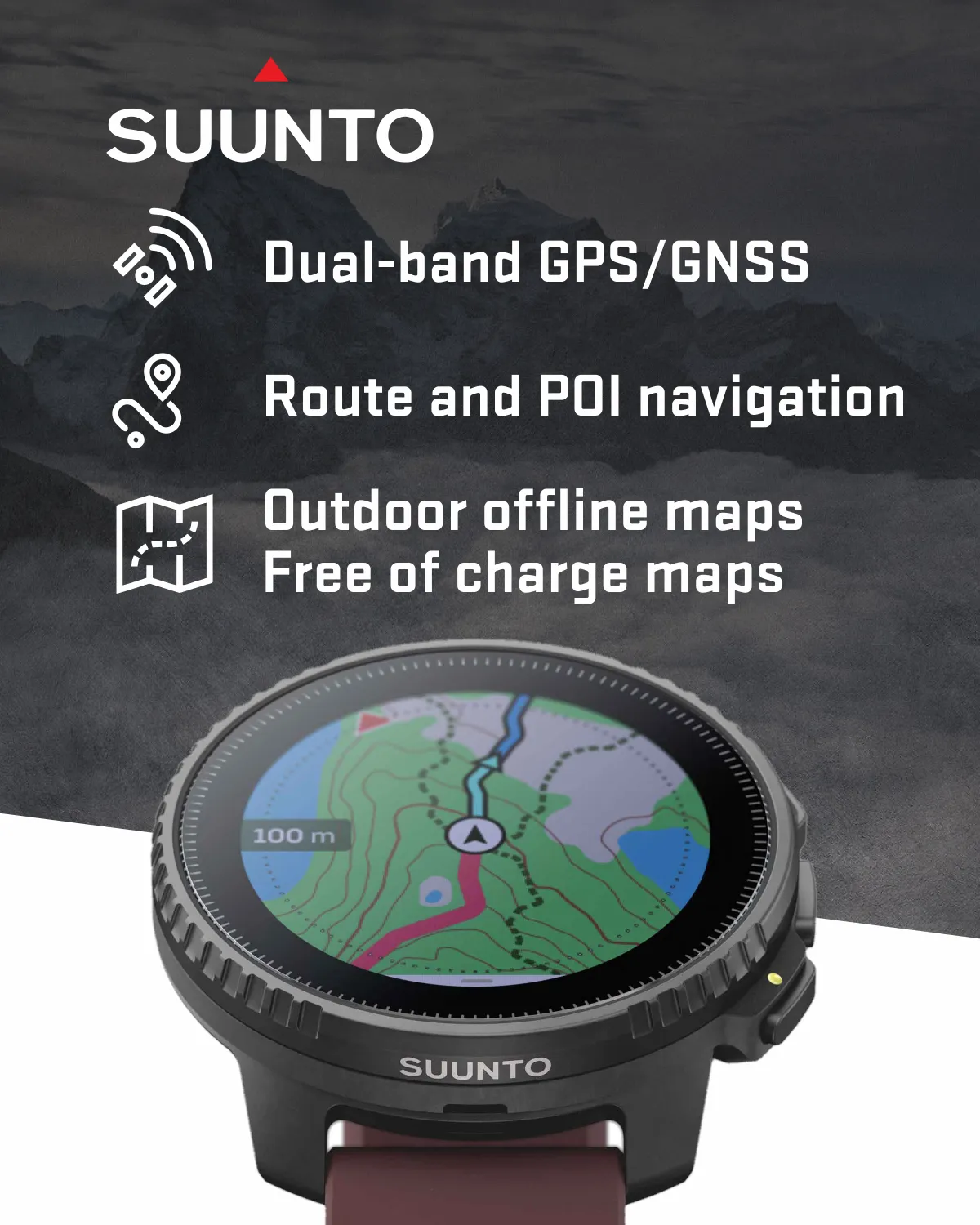 Suunto Vertical Adventure GPS Watch, All Black, Large Screen, Offline Maps with Wearable4U Power Bank SQ Bundle