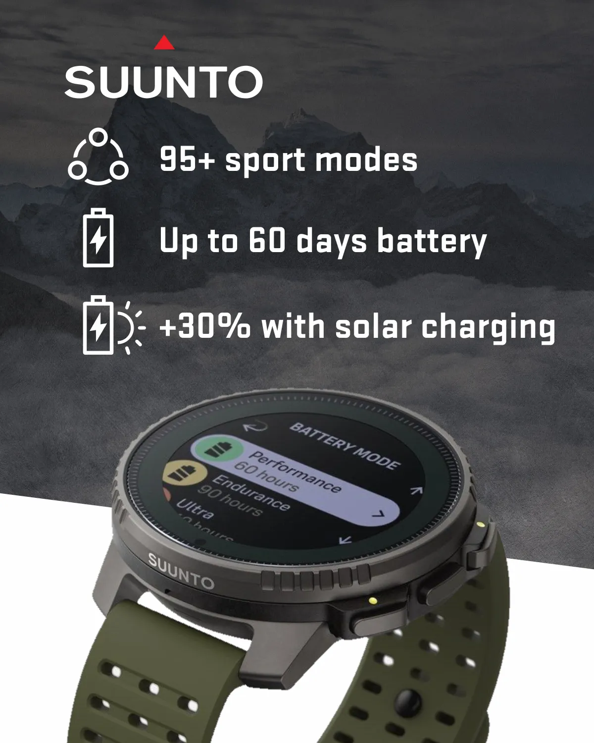 Suunto Vertical Adventure GPS Watch, All Black, Large Screen, Offline Maps with Wearable4U Power Bank SQ Bundle