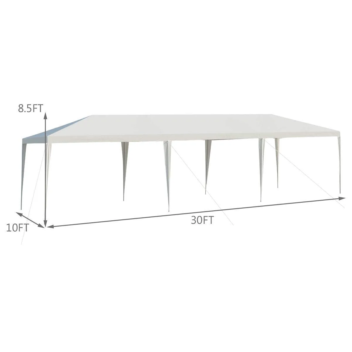 Tangkula 10 x 30 Feet Outdoor Canopy Tent, Wedding Party Tent with 16 Stakes & 8 Wind Ropes