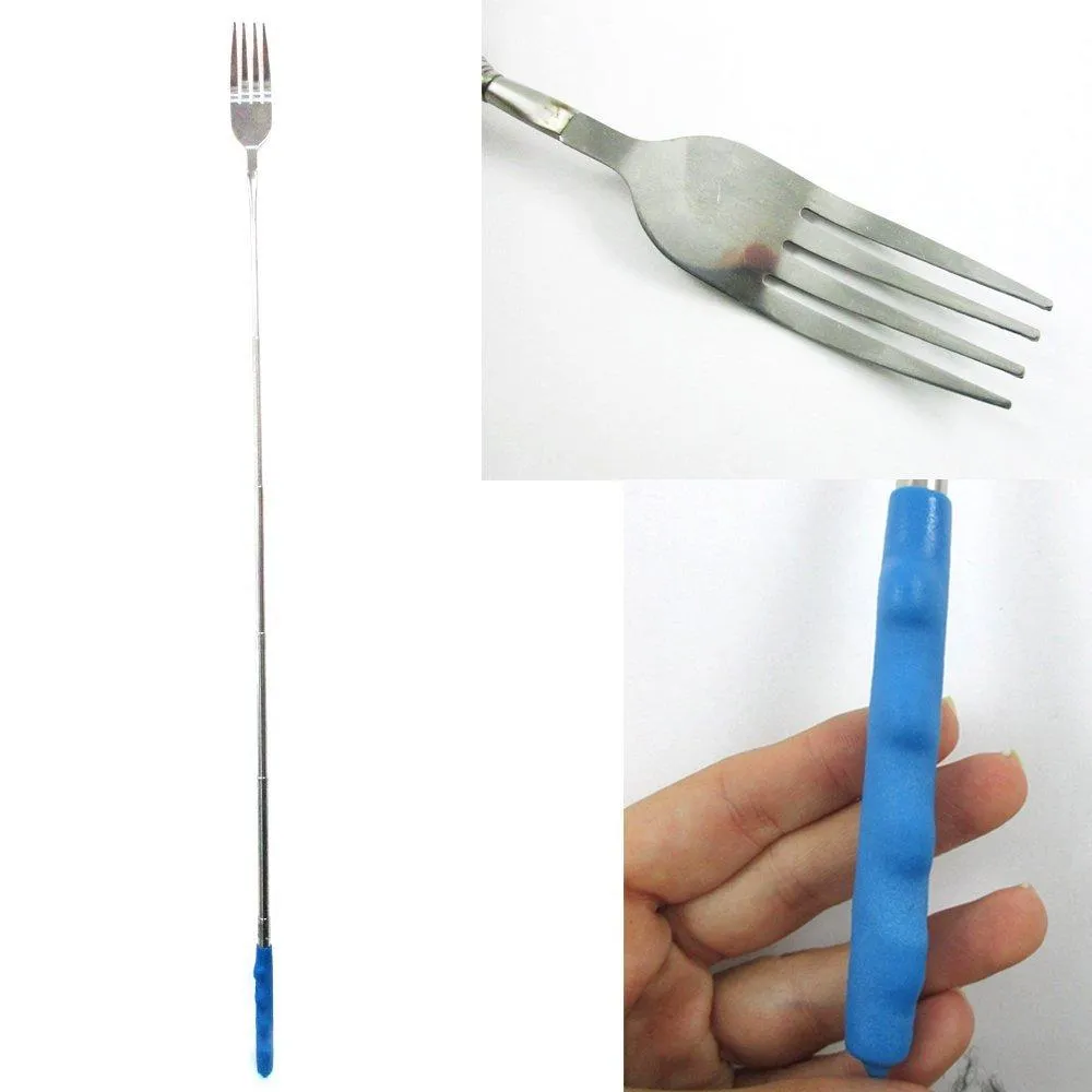 Telescopic Extendable Dinner Long Fork Hot Dog Campfire Fun Joke Cutlery Food !